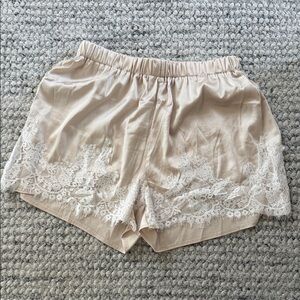 Amazon Women High Waist Lace-Trim Sleep Shorts - Cream